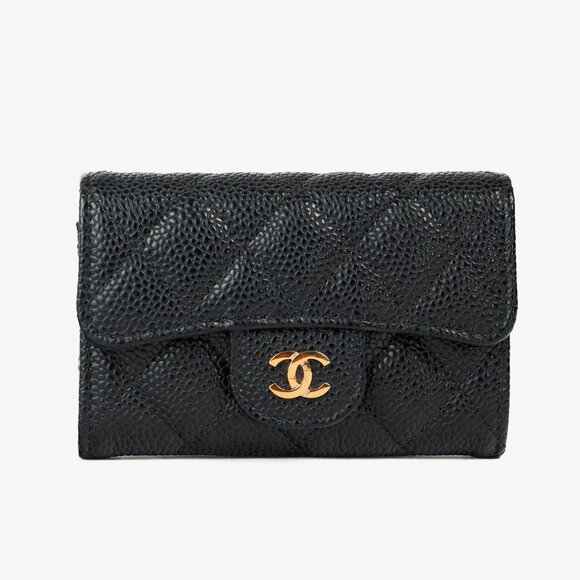 Chanel Black Caviar Leather Flap Card Holder Wallet - Picture 1 of 12